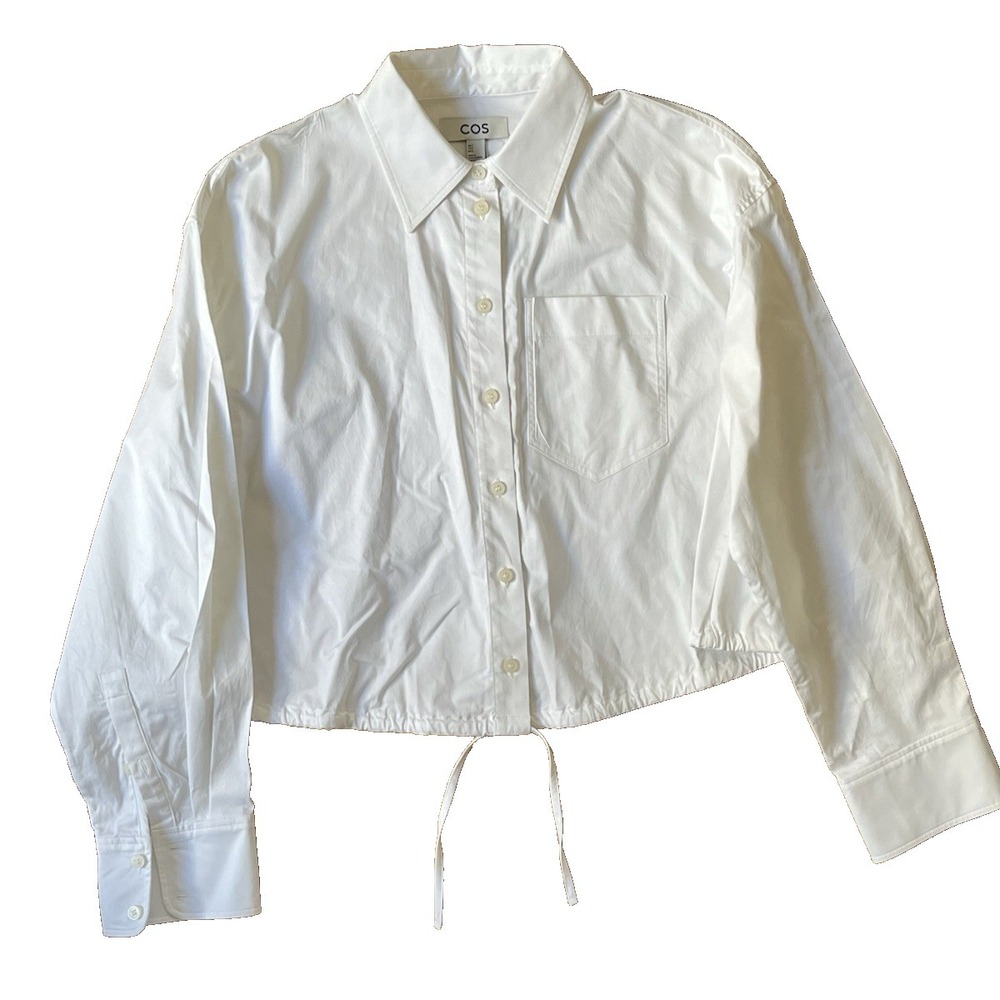 COS Oversized Tie-Detail Cropped Shirt White‎ Size US 2